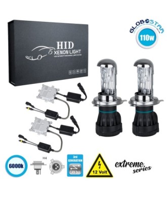 GloboStar® 84146 H4 XCB Line KIT Βασικού Φωτισμού Αυτοκινήτου & Μοτοσυκλέτας 3rd Generation Can-Bus Extreme Series Bi-XENON 110W 10350lm DC 9-16V Αδιάβροχο IP65 Ψυχρό Λευκό 6000K